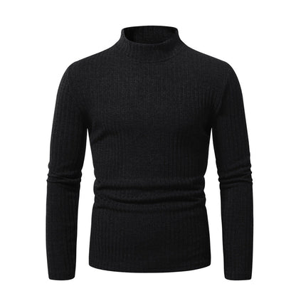 Herren Rollkragenpullover aus Wolle mit Rippmuster Elegant