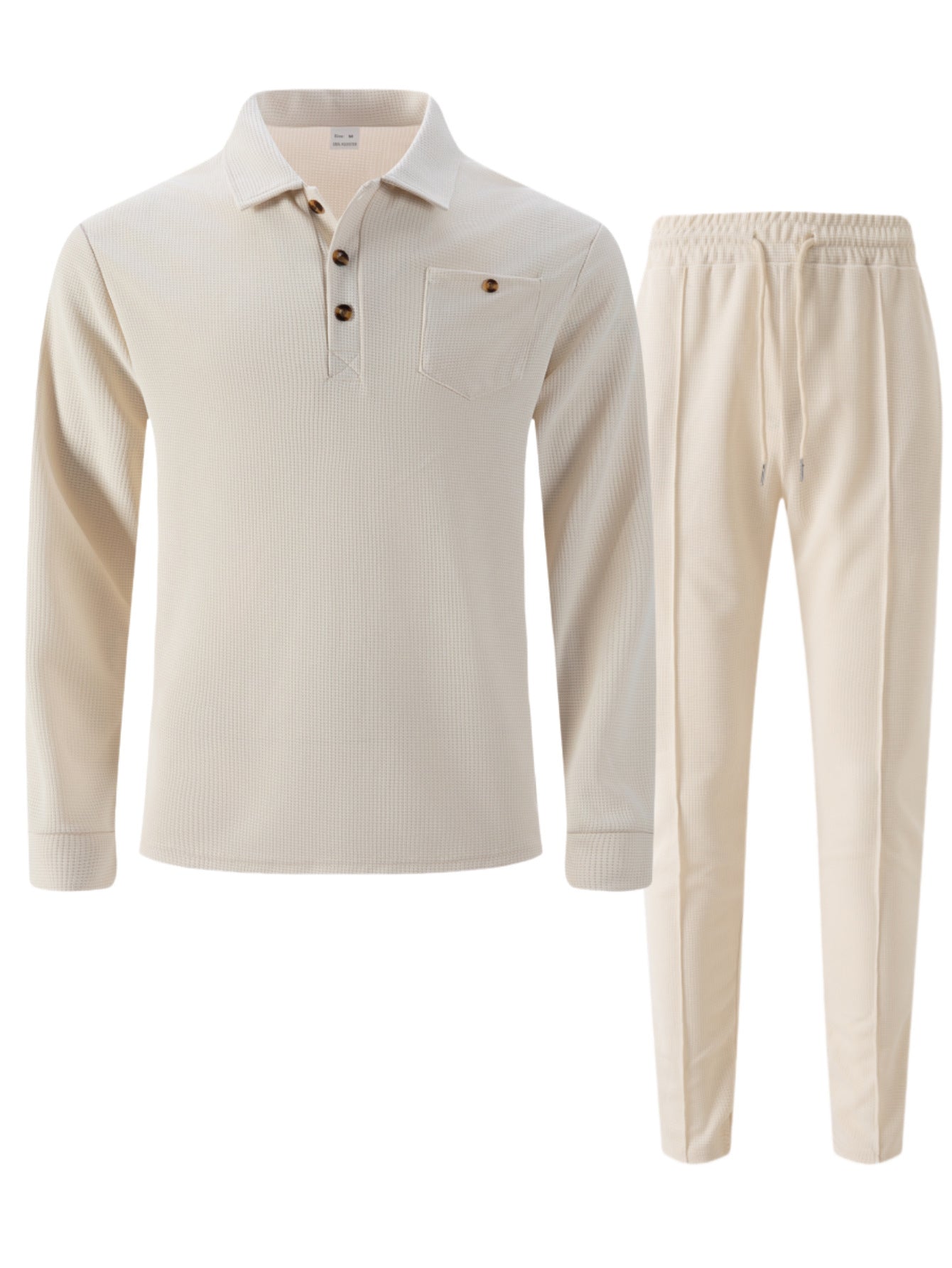 Herren Freizeitanzug Modern Strukturdesign Knopfleiste Casual