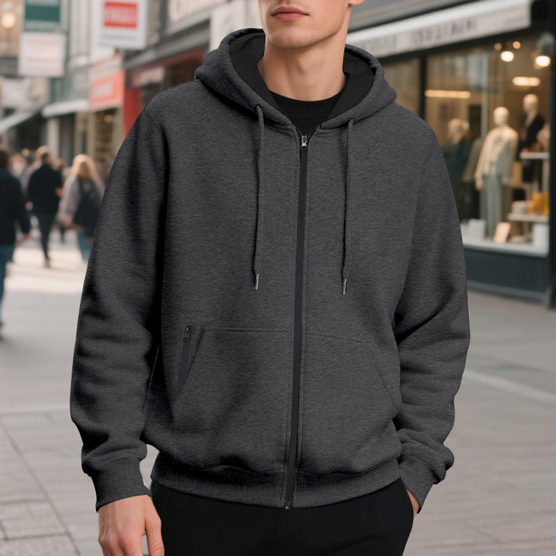 Herren Zip-Hoodie, atmungsaktiver Fleece-Innenausstattung BerlinGlamour, praktische Taschen für den modernen Stadtbummler.