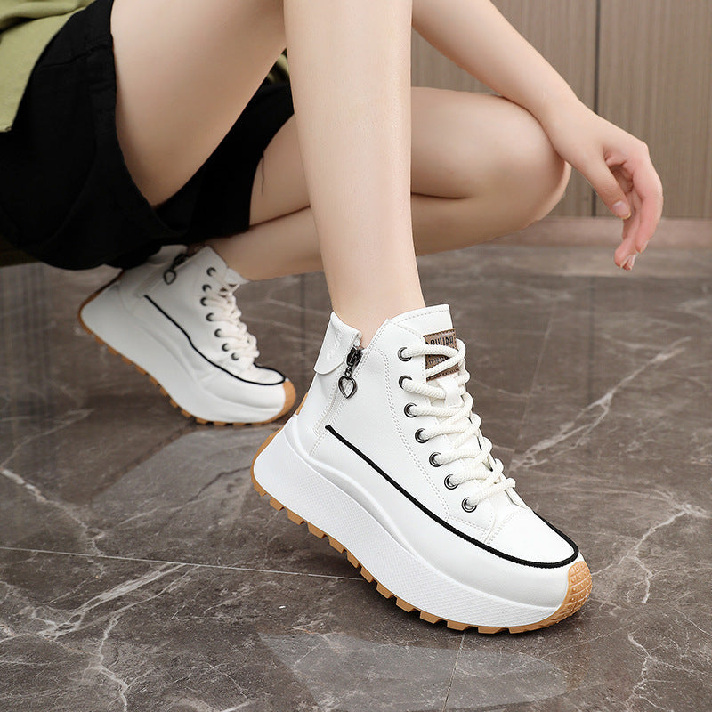 Damen Sneaker High-Top Elegante Laufschuhe Mit Reißverschluss