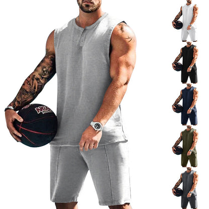 Herren Trainingsoutfit Ärmellos Sportlich Fitness Shorts Set - BerlinGlamour