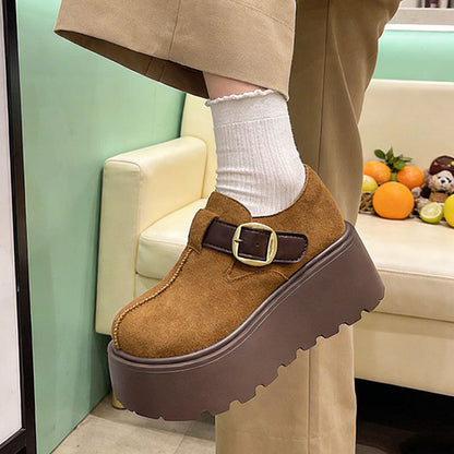Damen Plateau-Schuhe Höhe Hoch Modisch Schnalle Schwarz - BerlinGlamour