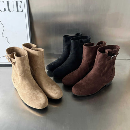Damen Stiefeletten Weiches Wildleder Schnallenverschluss Elegant