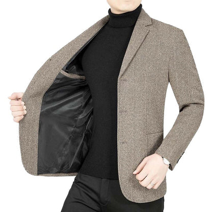 Herren Blazerjacke Elegant Zickzack Muster Modern Schwarz