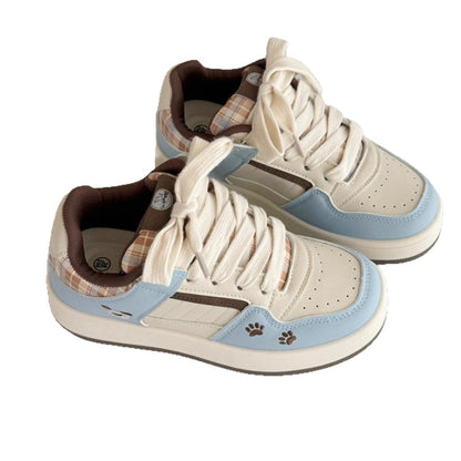 Damen Sneaker Retro Kariert Bequem Sportlich
