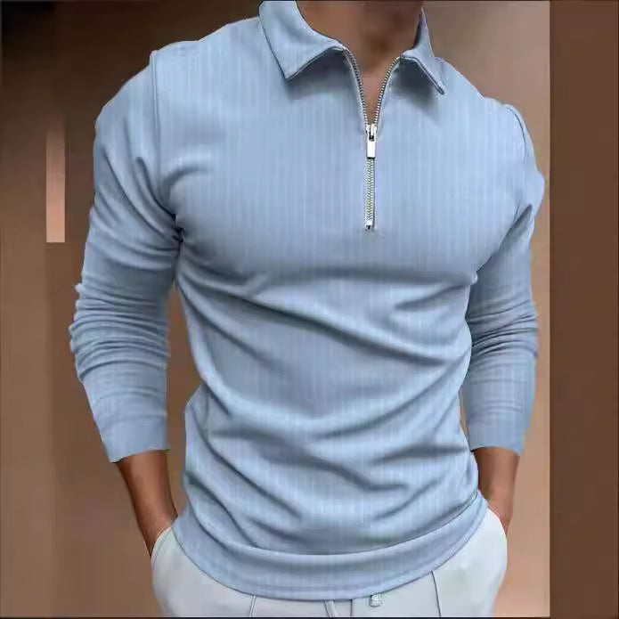 Herren Langarmshirt Sportlich Mit Stehkragen Modern