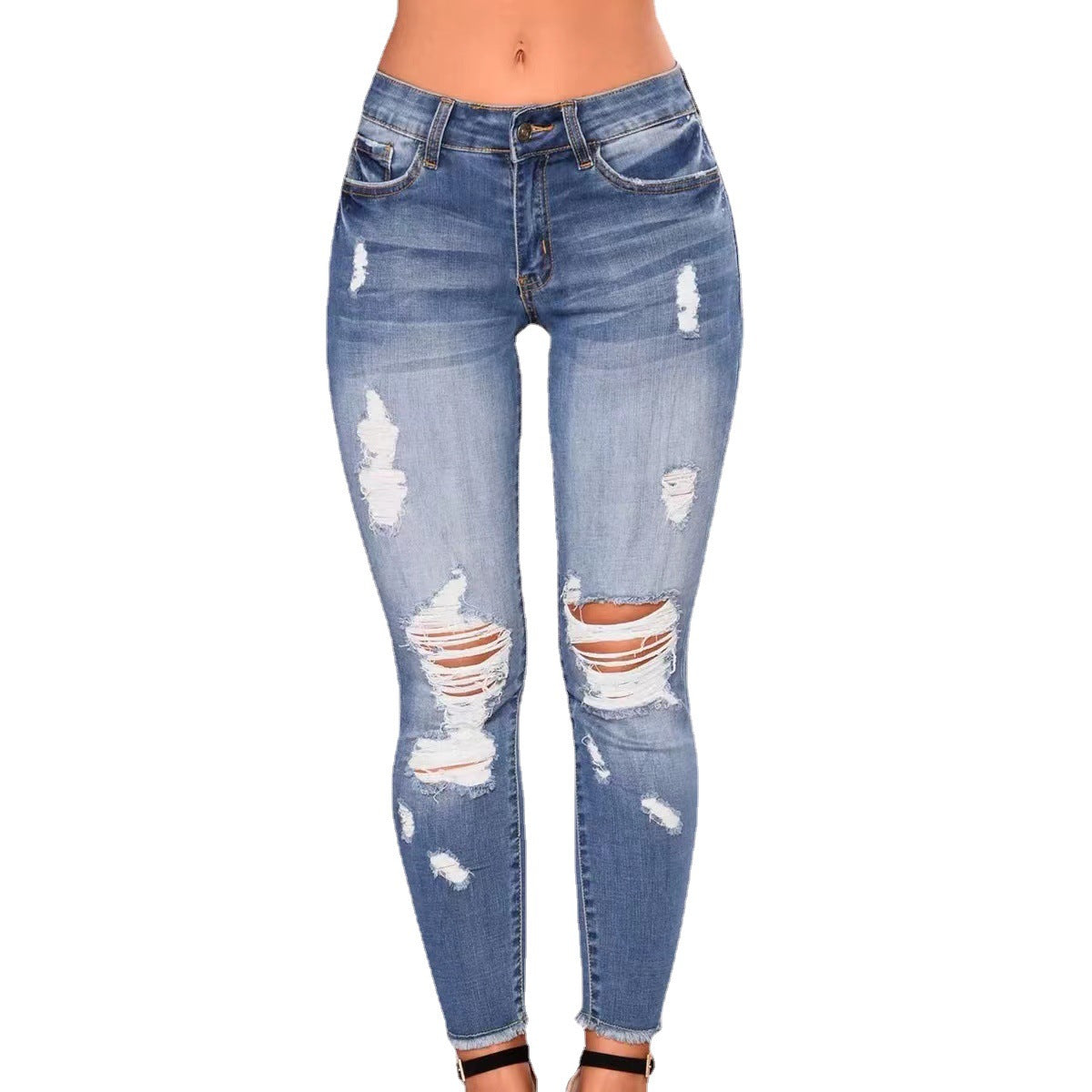 Skinny Jeans Damen Destroyed Effekt Stretch