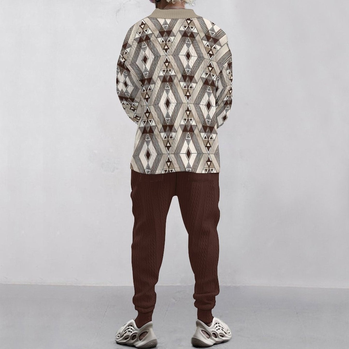 Herren Strickpullover Geometrisches Muster Weite Passform Modern