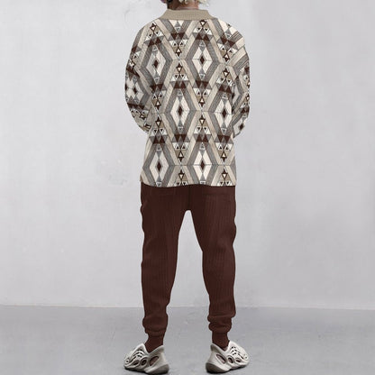 Herren Strickpullover Geometrisches Muster Weite Passform Modern