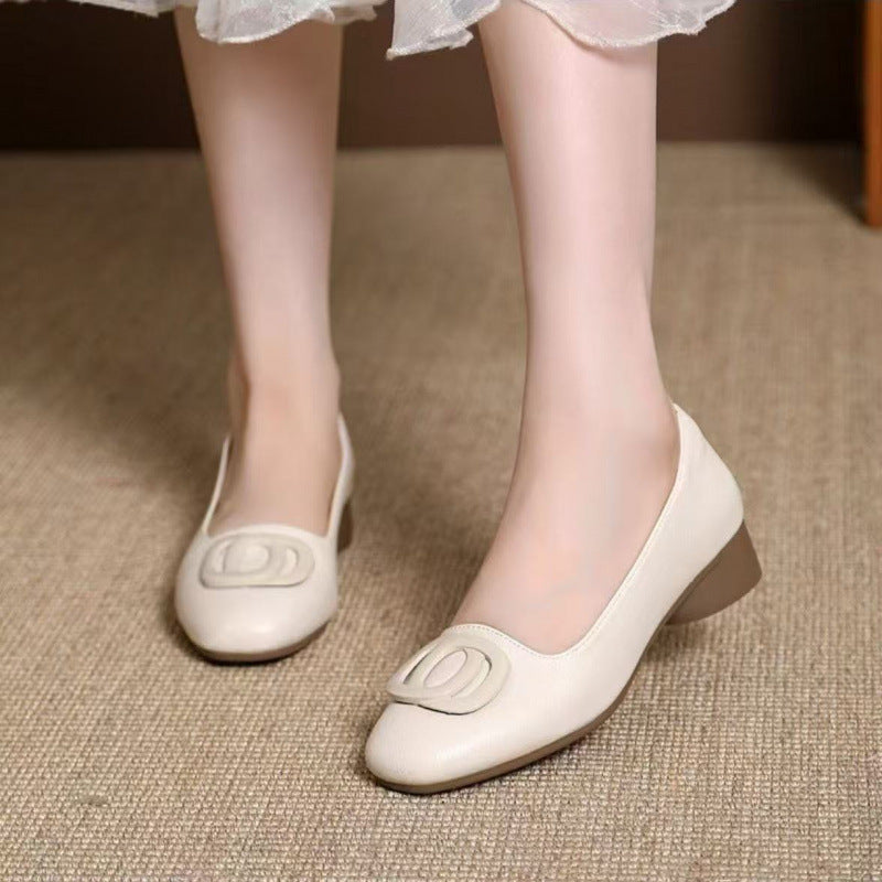 Damen Ballerinas Bequem Schmuckdetail Blockabsatz
