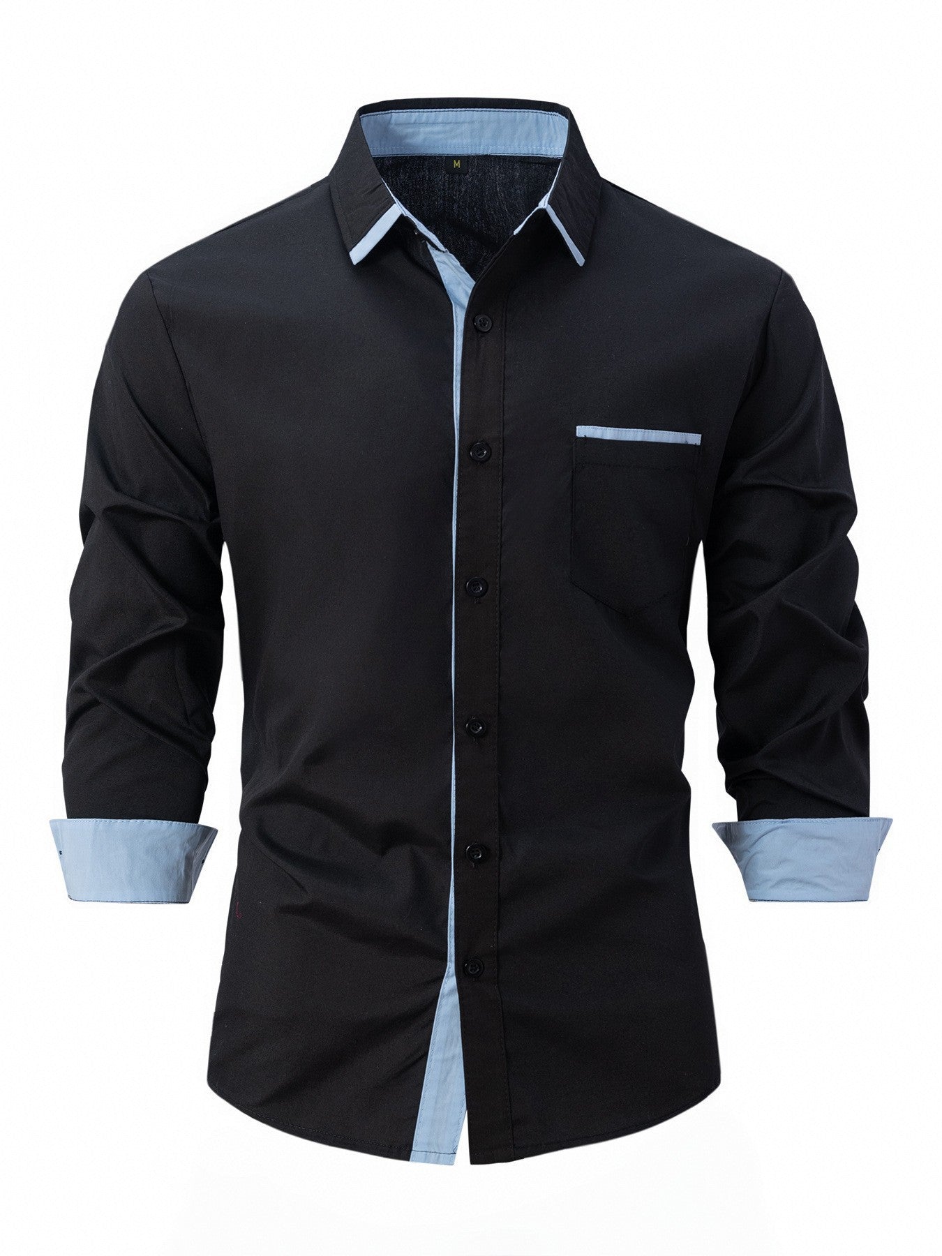 Herren Langarmhemd Modern Kontrastkragen Elegantes Design