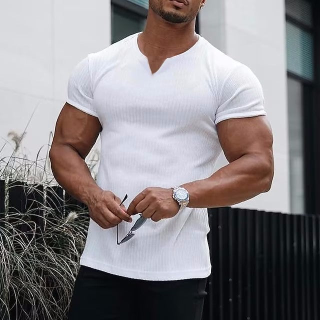 Herren T-Shirt Kurzarm V-Ausschnitt Slim Fit Modern - BerlinGlamour