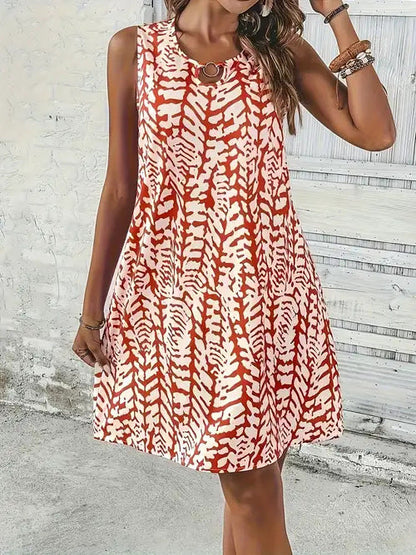 Sommerkleid Damen Ärmellos Floral Modern