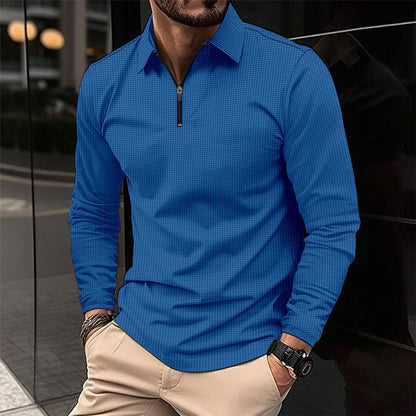 Herren Langarmshirt Modern mit Reißverschluss und Struktur