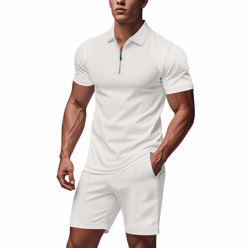 Herren Sportset Kurzarm Reißverschluss Funktionsshirt Modern