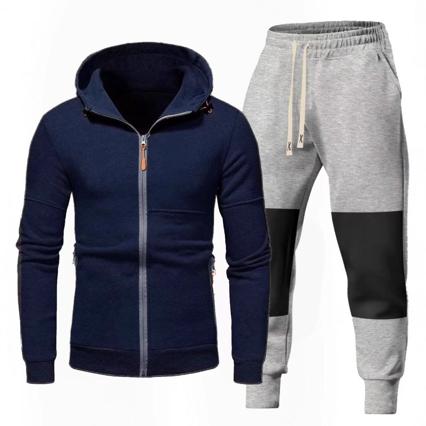 Herren Sportset Hoodie Jogginghose mit Reißverschlusstaschen