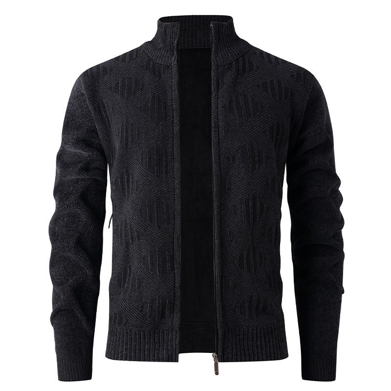 Herren Strickjacke Elegant Mit Stehkragen Modern