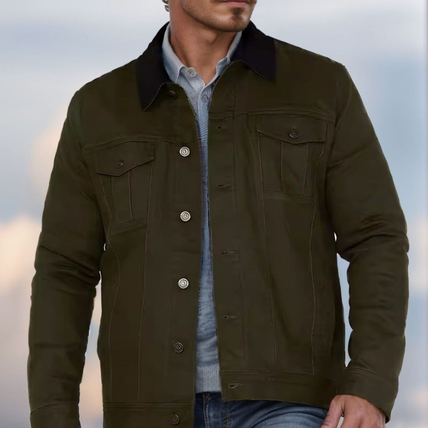 Herren Jacke Robust Baumwoll Winterjacke Schwarz