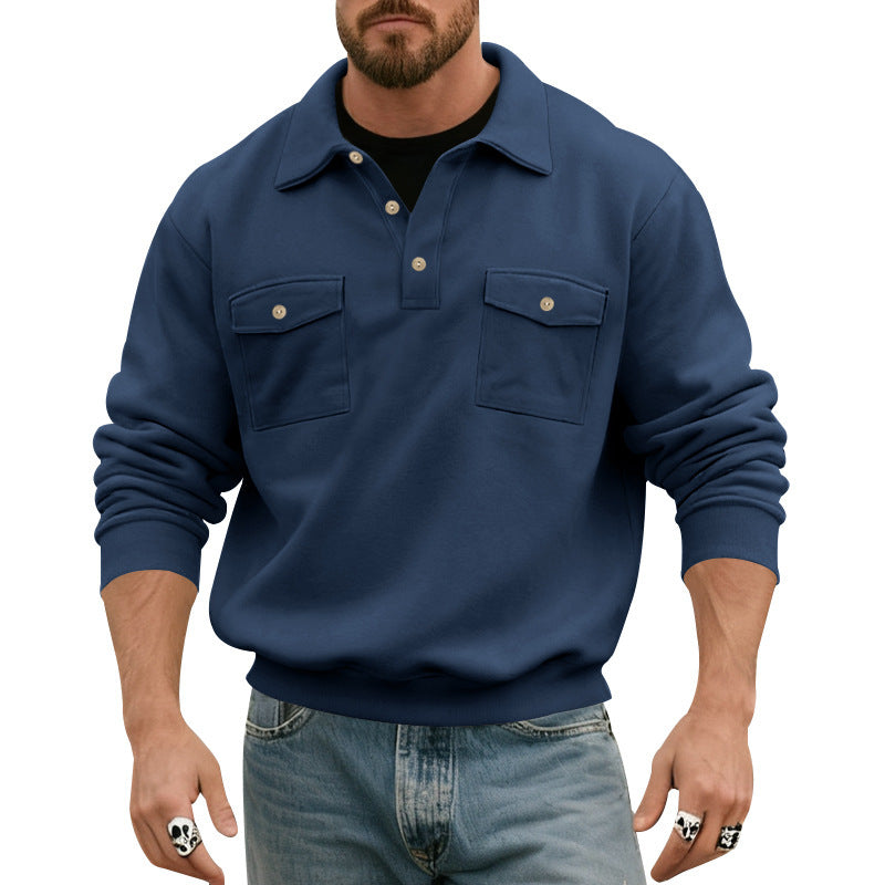 Herren Poloshirt Modern mit Brusttasche und Knöpfen