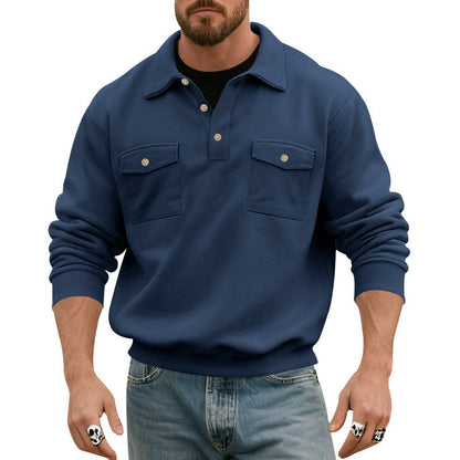 Herren Poloshirt Modern mit Brusttasche und Knöpfen