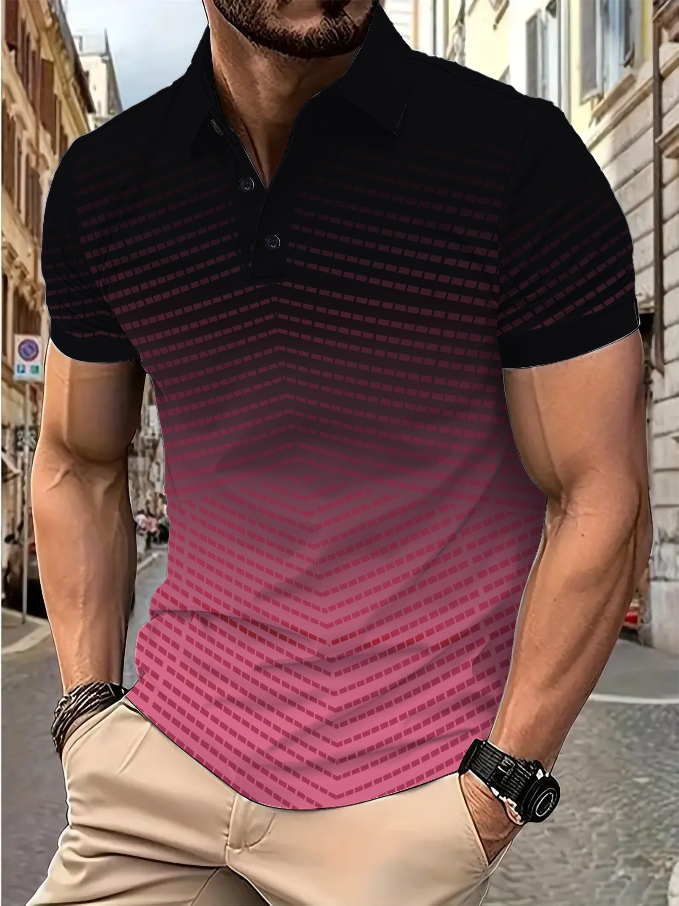 Herren Poloshirt 3D Muster Modern Berlin Style