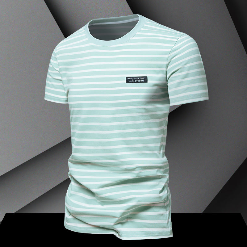 Herren T-Shirt Gestreift Relaxed Fit Casual