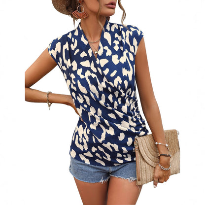 Damen Bluse Wickelbluse Safari Print Modern