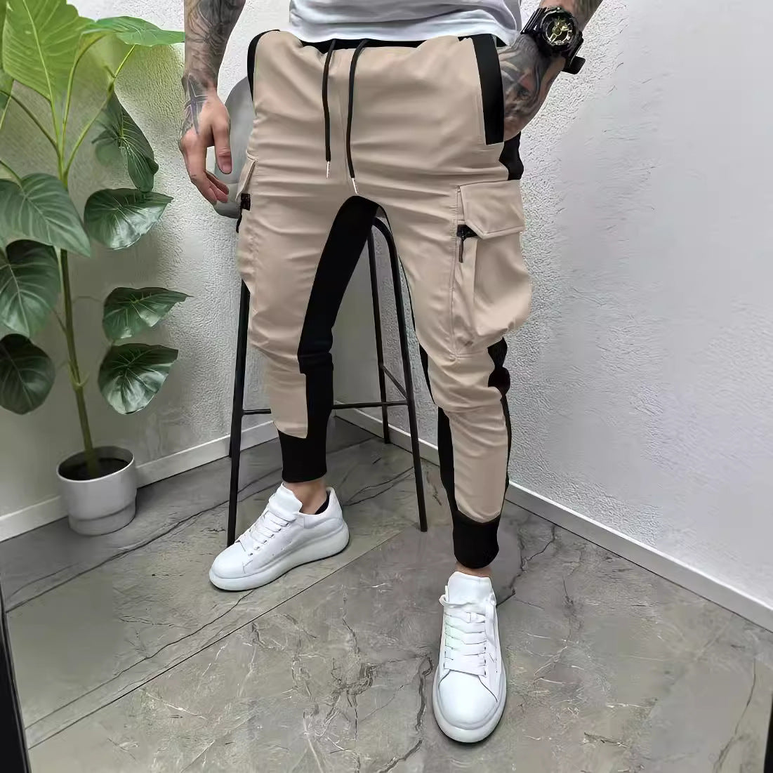 Herren Jogginghose Modern Cargo Bequem Schwarz - BerlinGlamour