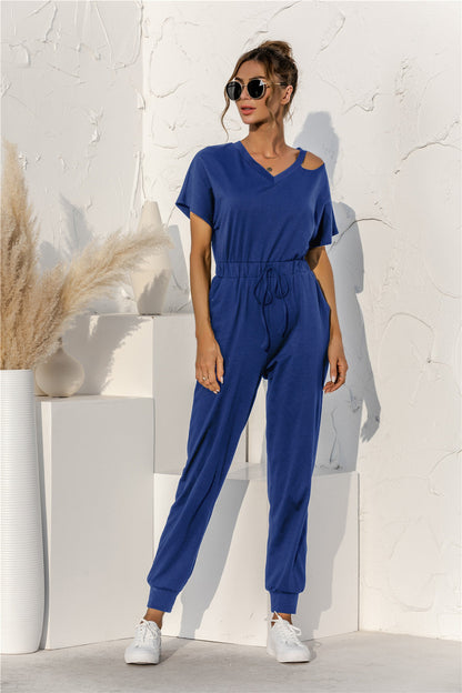Damen Overall Relaxed Fit Schulterfrei mit Kordelzug