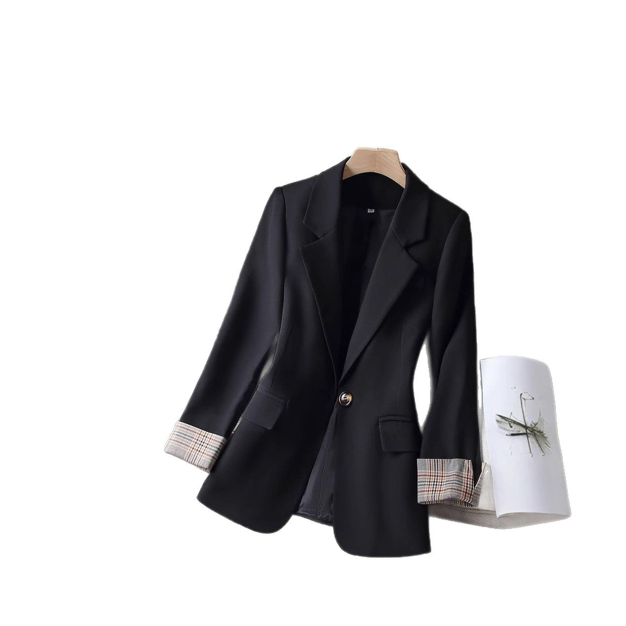 Eleganter Damenblazer Modern Karo Schnitt