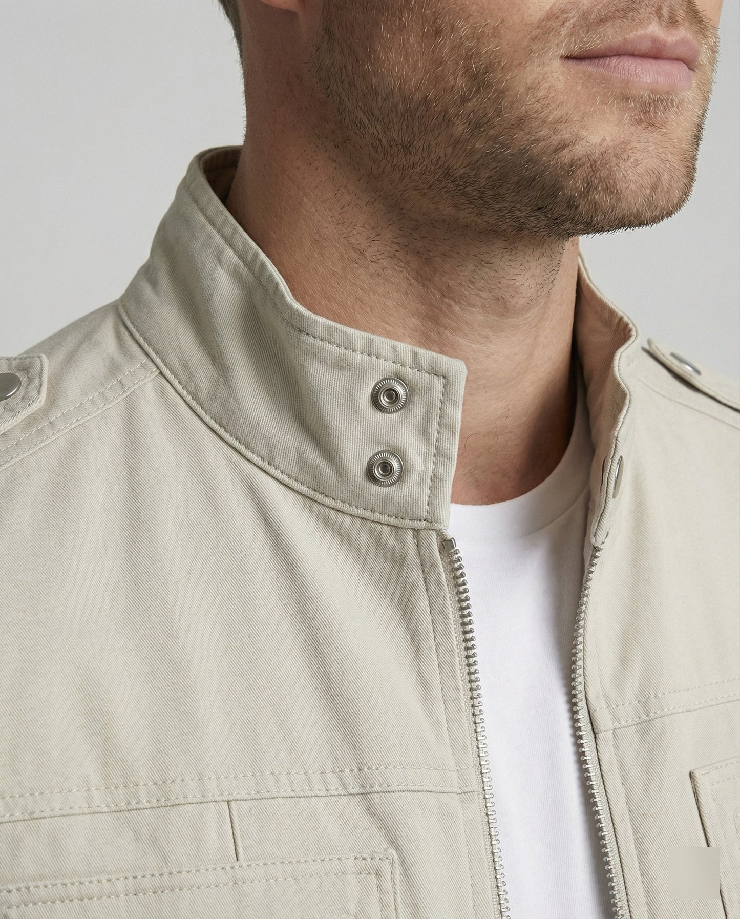 Herren Lederjacke Weit Geschnitten Stehkragen Reißverschluss