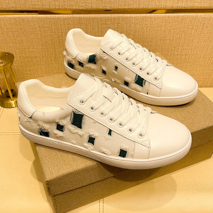 Damen Sneaker Leder Modern Bequem Laufsohle