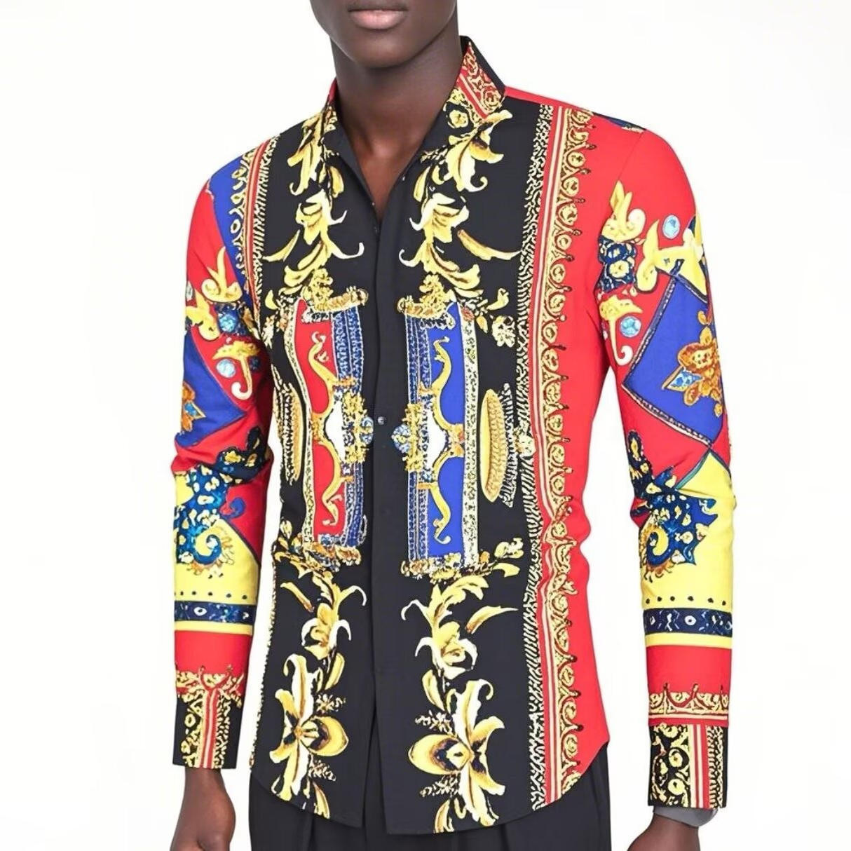 Herren Langarmhemd Modern Barock Muster Berlin Style - BerlinGlamour