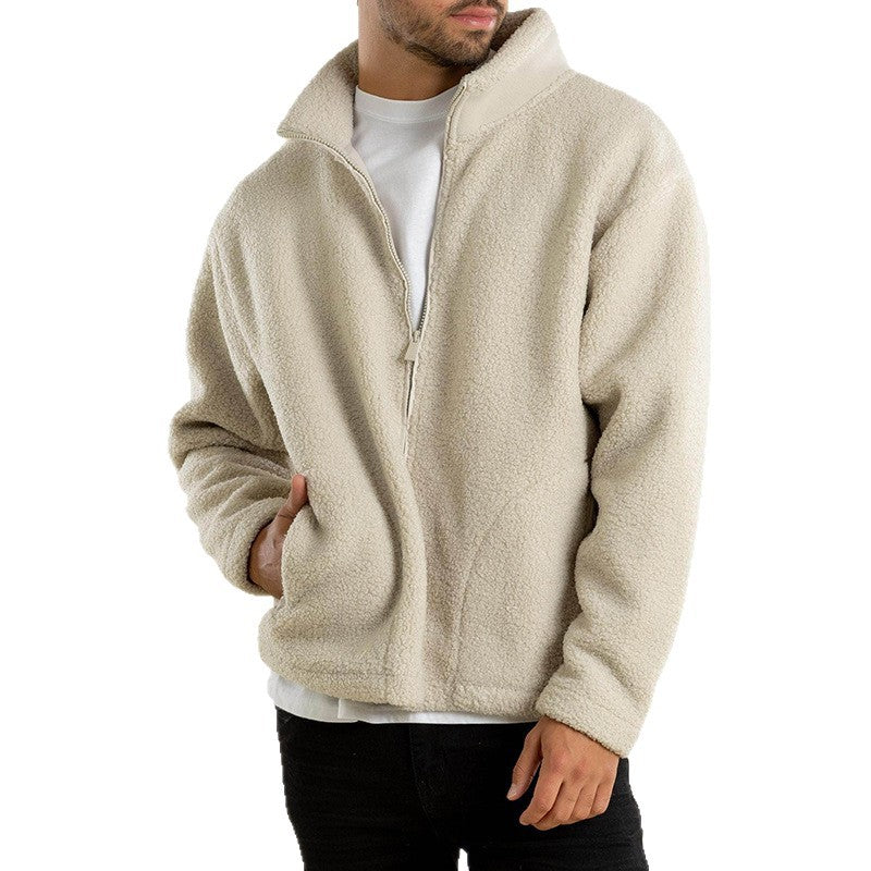 Herren Fleecejacke Warm Kuschelig mit Taschen