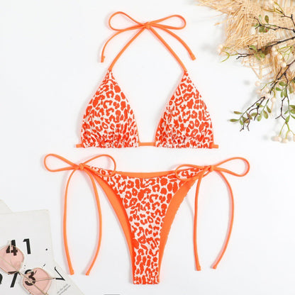 Damen Bikini Leopardenmuster mit Verstellbaren Trägern Sexy
