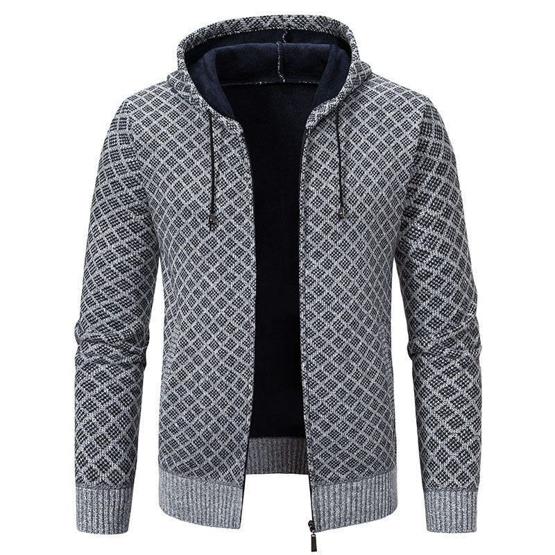 Herren Jacke Modern Wabenmuster Kapuze Trendy