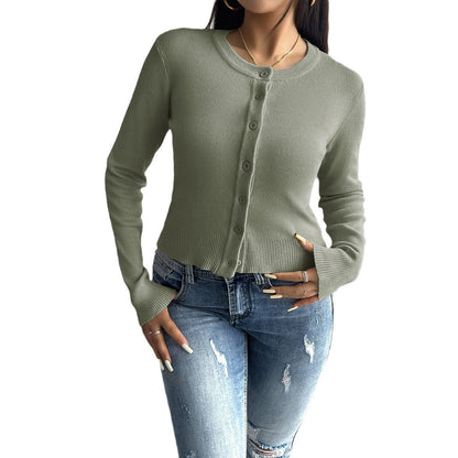 Damen Cardigan Fein Rippenmuster Knopfverschluss Modern