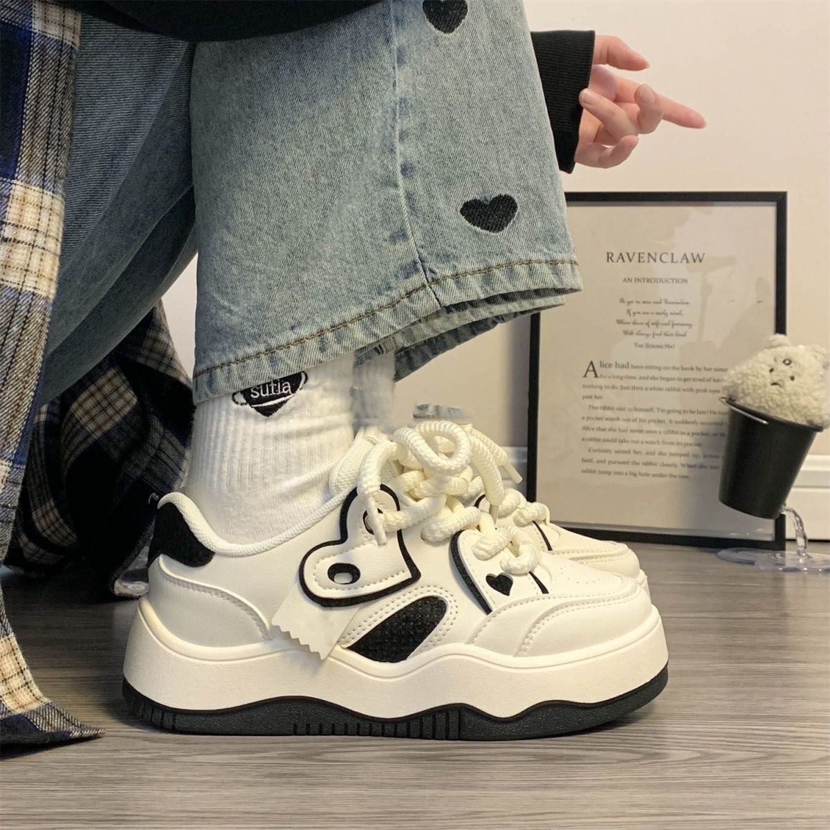Damen Sneaker Herz Design Komfort Schuhe Frauen
