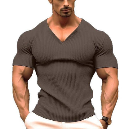 Herren T-Shirt V-Ausschnitt Slim Fit atmungsaktiv