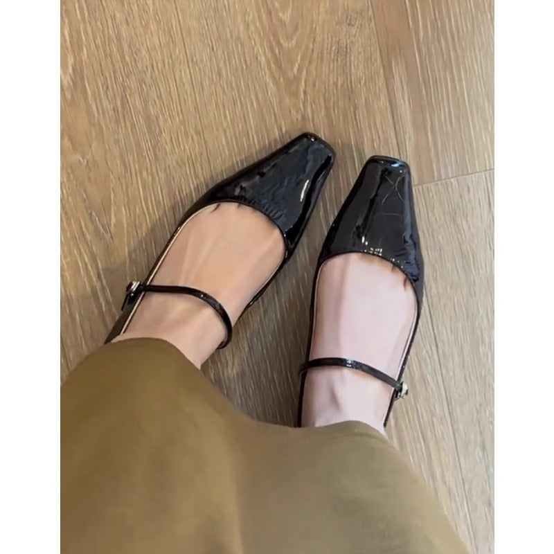 Damen Ballerinas Schimmerleder Mary Jane Sneaker