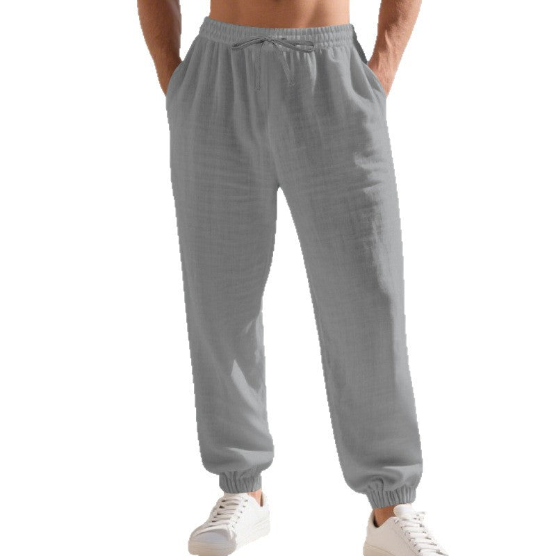 Herren Leinenhose Sommer Bequem Elastisch Mit Taschen