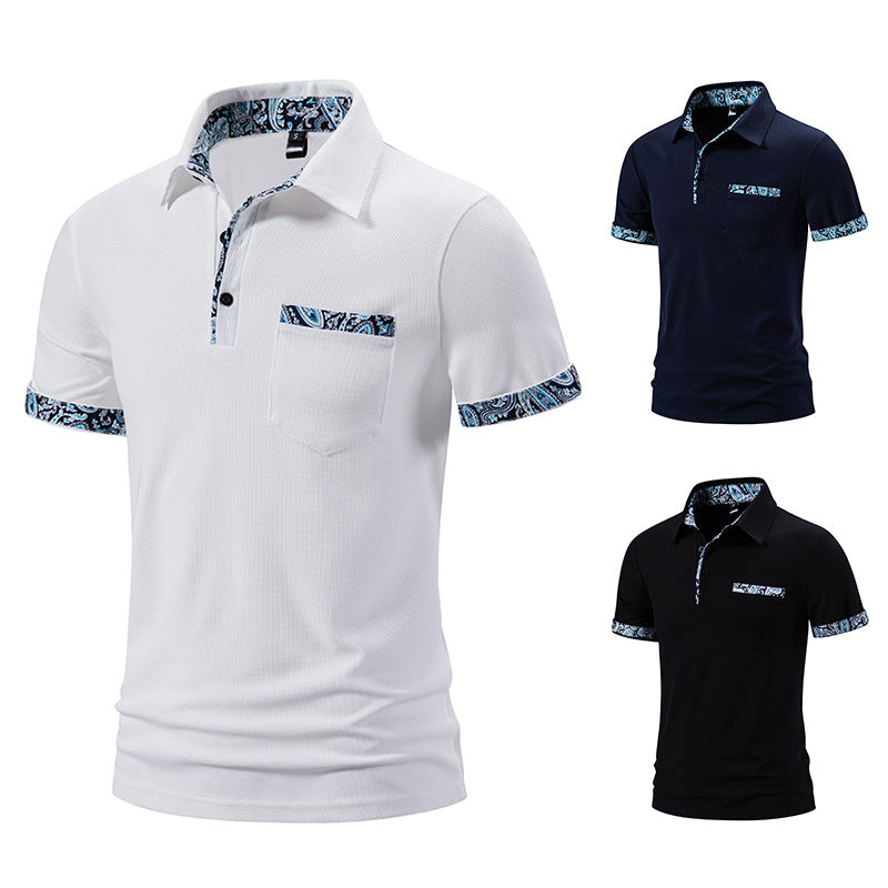 Herren Polohemd Modern mit Knopfkragen und Brusttasche