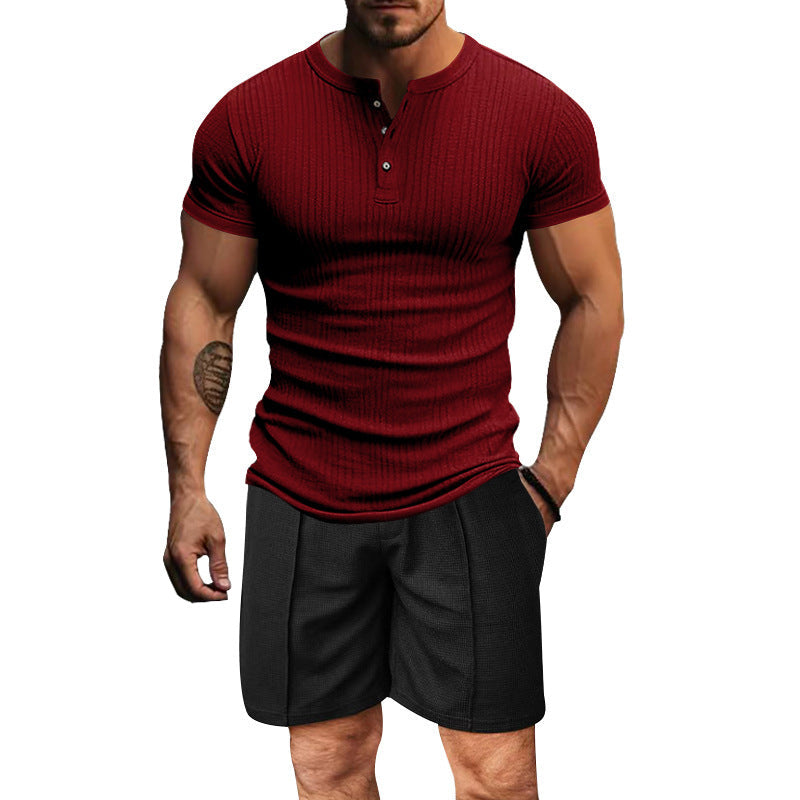 Herren Henley-Shirt Atmungsaktiv Kurzarm Berlin Style - BerlinGlamour