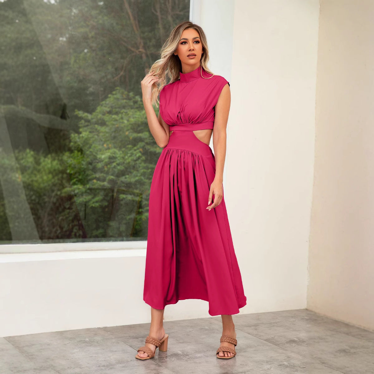 Sommerkleid Damen Cut-Out Halskragen Modern
