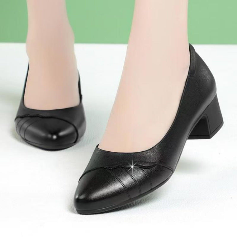 Damen Pumps Hochhackig mit Blockabsatz und Glattleder