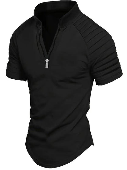 Herren Sportshirt Kurzarm Zip Modern
