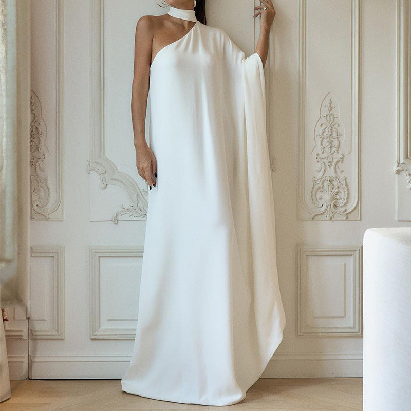 Elegantes Damen Abendkleid One Shoulder Fließend Schick