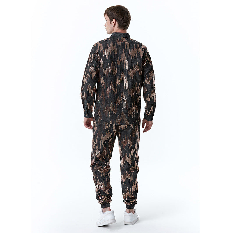 Herren Jogginganzug Glitzer Muster Sportlich Moderne