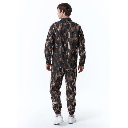 Herren Jogginganzug Glitzer Muster Sportlich Moderne