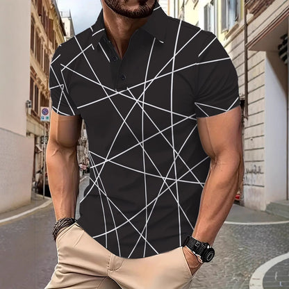 Herren Poloshirt Modern Geometrisches Design Slimfit - BerlinGlamour